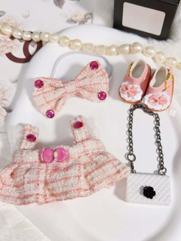 LABUBU Clothes Chanel Pink girl suspender skirt - 图片 3