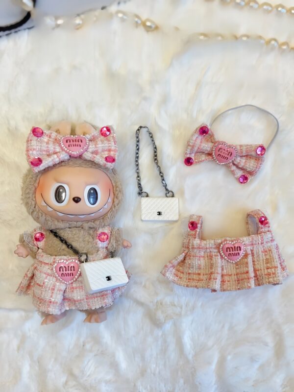 LABUBU Clothes Chanel Pink girl suspender skirt - 图片 4