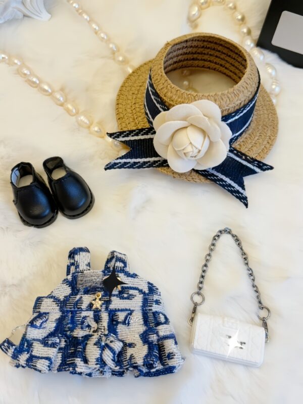 LABUBU Clothes DIOR Light luxury dark blue skirt suit - 图片 2