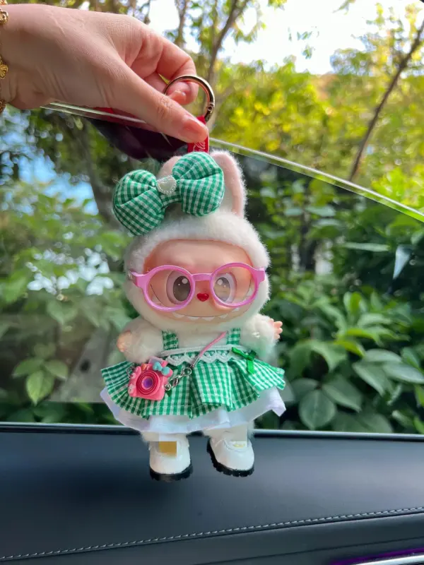 LABUBU Clothes Green Plaid Skirt - 图片 6