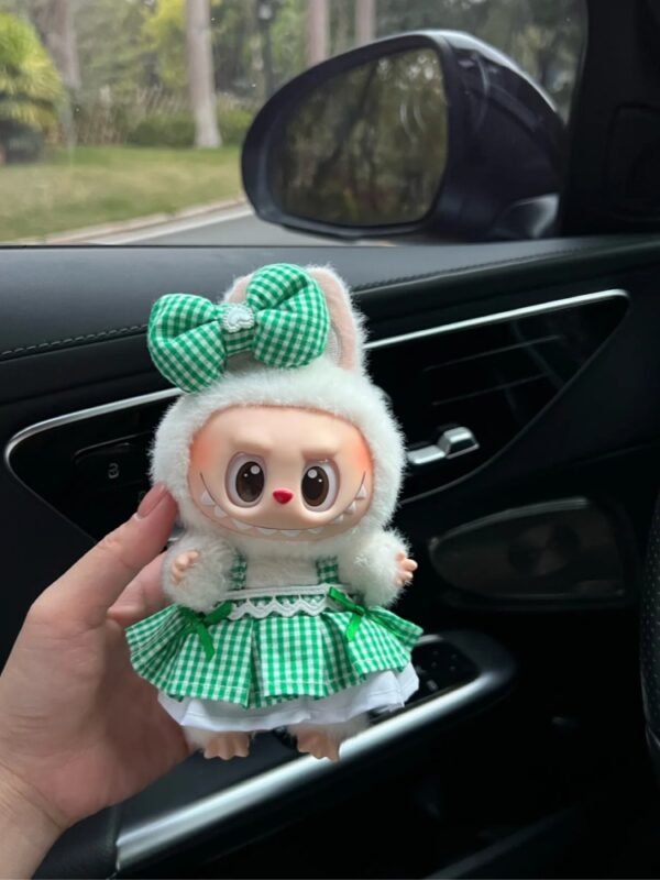 LABUBU Clothes Green Plaid Skirt - 图片 4