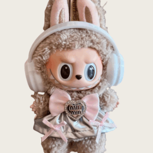LABUBU Clothes MiuMiu Suspender Skirt with White Headphones