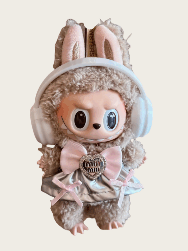LABUBU Clothes MiuMiu Suspender Skirt with White Headphones