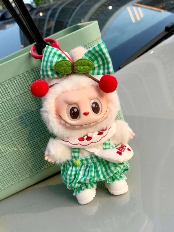 LABUBU Clothes Green Plaid Picnic Cherry Doll Dress - 图片 2