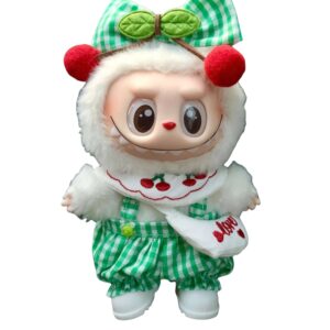LABUBU Clothes Green Plaid Picnic Cherry Doll Dress