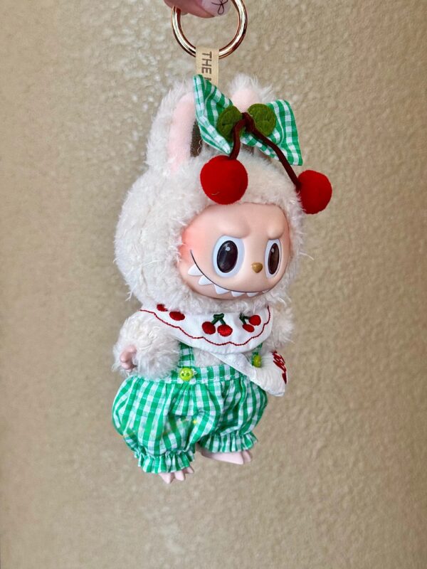 LABUBU Clothes Green Plaid Picnic Cherry Doll Dress - 图片 3