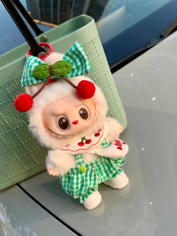 LABUBU Clothes Green Plaid Picnic Cherry Doll Dress - 图片 4