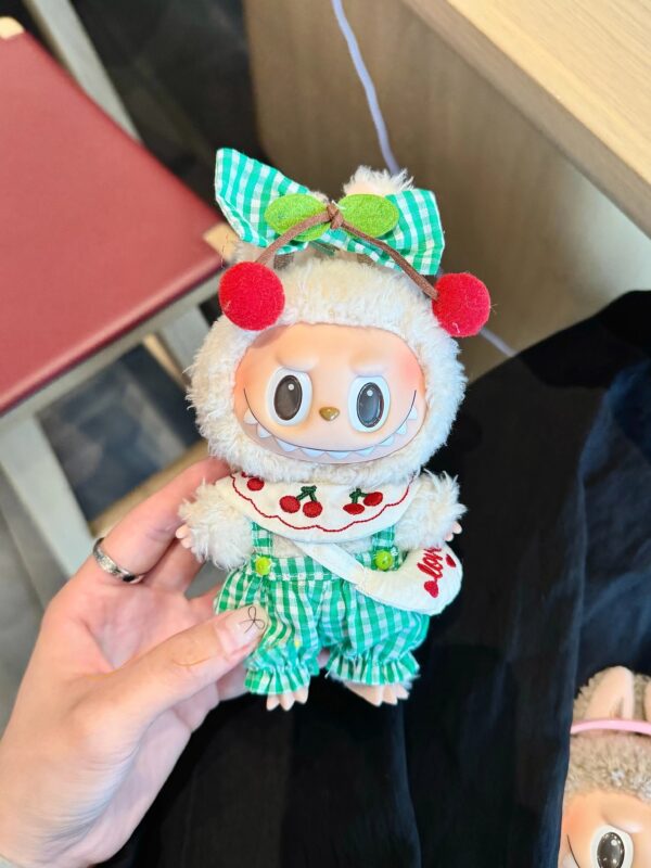LABUBU Clothes Green Plaid Picnic Cherry Doll Dress - 图片 5