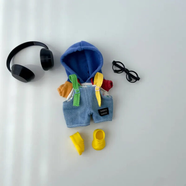 LABUBU  Denim overalls + colorblock hoodie - 图片 5