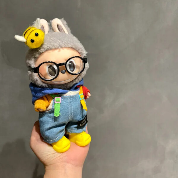 LABUBU  Denim overalls + colorblock hoodie - 图片 4