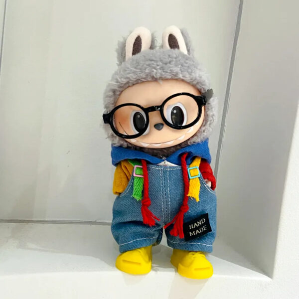LABUBU  Denim overalls + colorblock hoodie - 图片 2