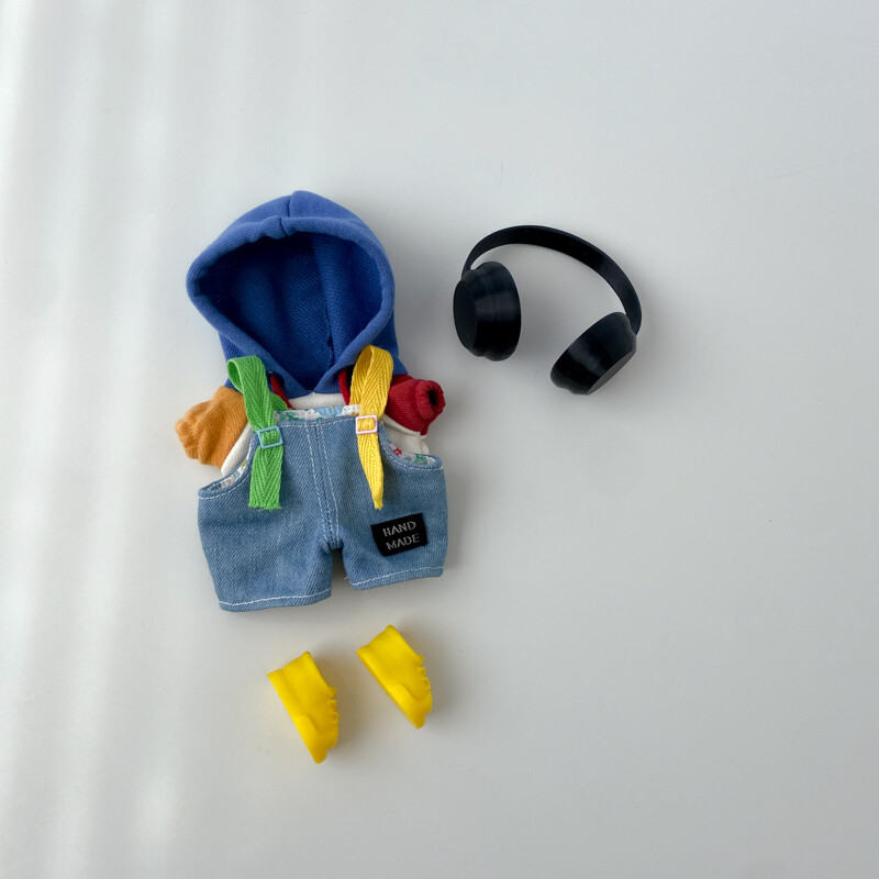 LABUBU  Denim overalls + colorblock hoodie - 图片 6