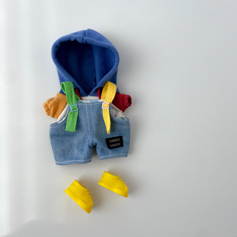 LABUBU  Denim overalls + colorblock hoodie - 图片 7