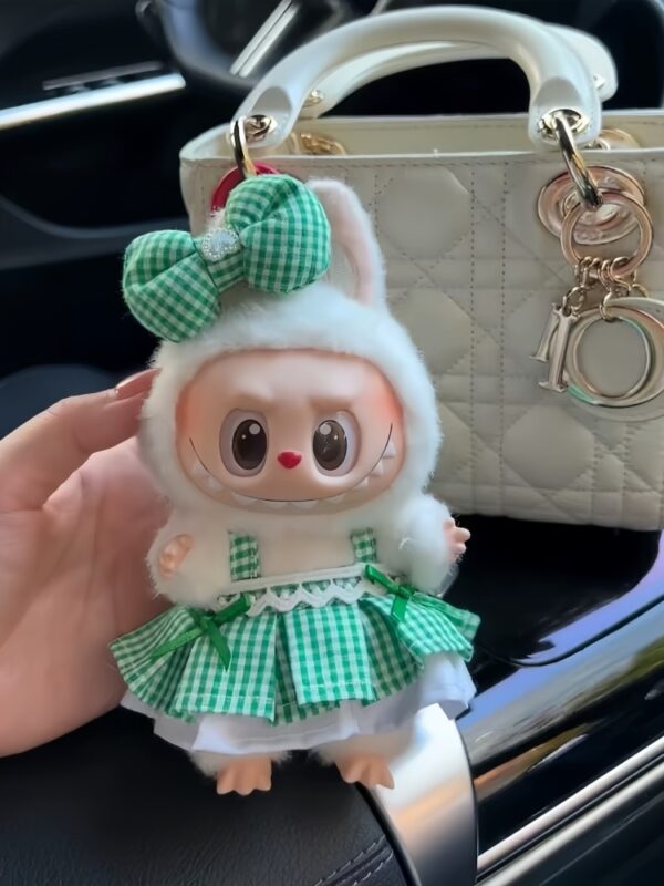 LABUBU Clothes Green Plaid Skirt - 图片 3